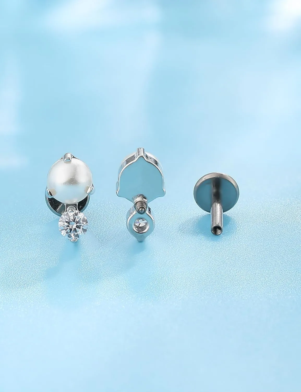 limerencia 18g Titanium Internally Threaded Piercing Jewelry 2PCS Nose Studs Flat Back Earrings Tragus, Helix, Cartilage, Conch, Labret Piercing for Women Men Sensitive Ears