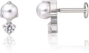 limerencia 18g Titanium Internally Threaded Piercing Jewelry 2PCS Nose Studs Flat Back Earrings Tragus, Helix, Cartilage, Conch, Labret Piercing for Women Men Sensitive Ears