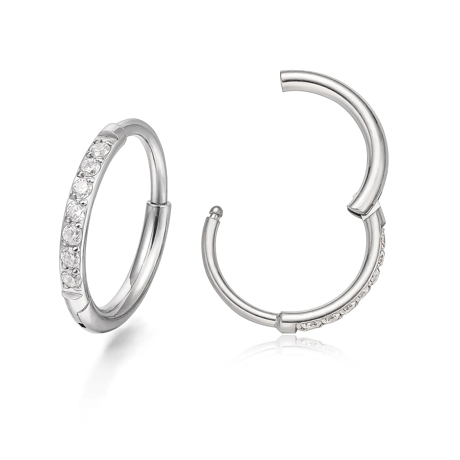 limerencia Small Hoop Earrings for Women, Hypoallergenic Titanium Huggie Hoop Earrings Set G23 Piercings Cartilage Earrings Set for Women Sensitive Ears (White CZ Silver, 10mm)