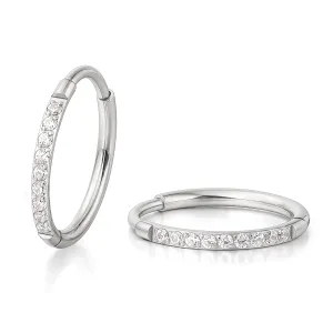 limerencia Small Hoop Earrings for Women, Hypoallergenic Titanium Huggie Hoop Earrings Set G23 Piercings Cartilage Earrings Set for Women Sensitive Ears (White CZ Silver, 10mm)