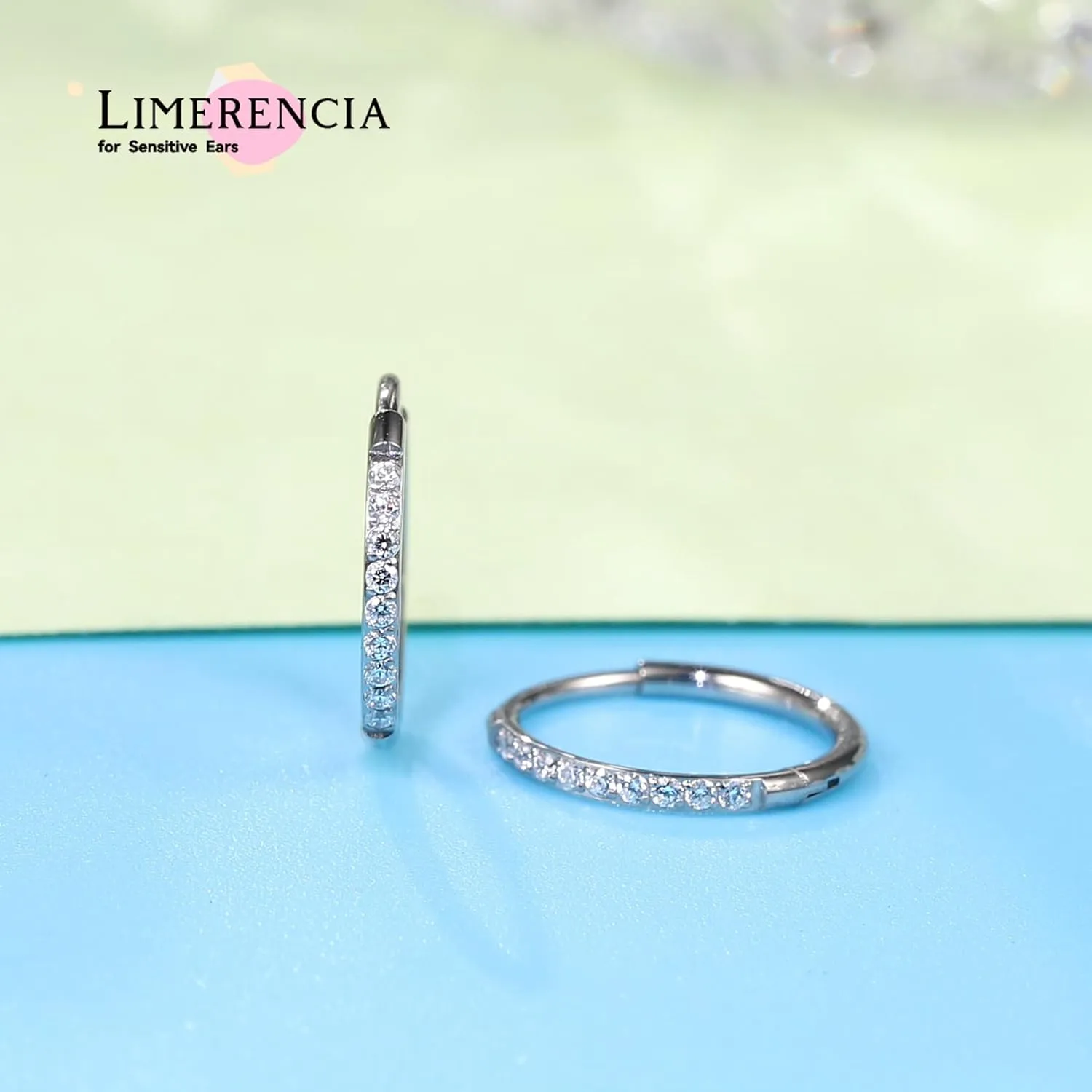 limerencia Small Hoop Earrings for Women, Hypoallergenic Titanium Huggie Hoop Earrings Set G23 Piercings Cartilage Earrings Set for Women Sensitive Ears (White CZ Silver, 10mm)
