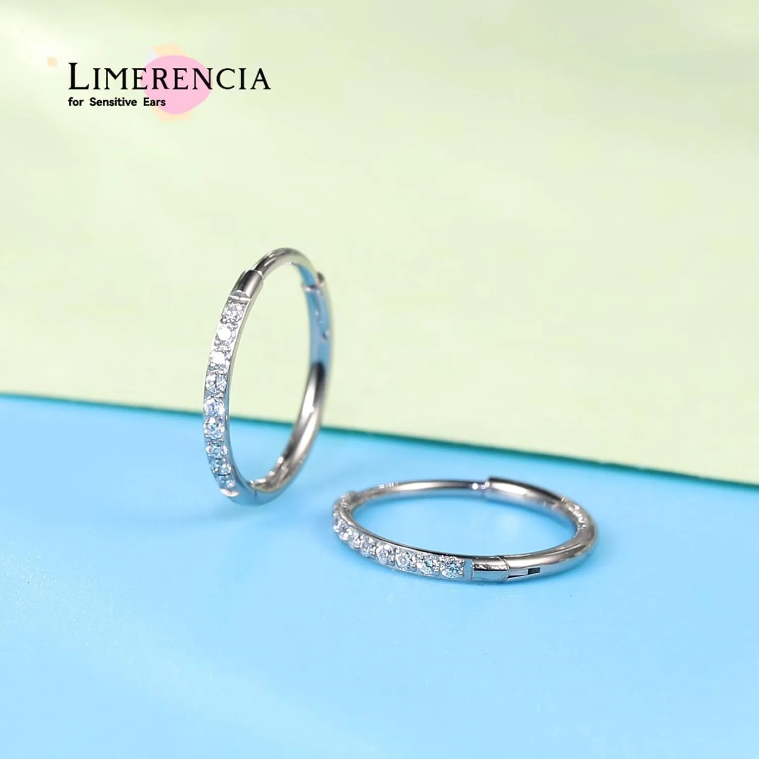 limerencia Small Hoop Earrings for Women, Hypoallergenic Titanium Huggie Hoop Earrings Set G23 Piercings Cartilage Earrings Set for Women Sensitive Ears (White CZ Silver, 10mm)