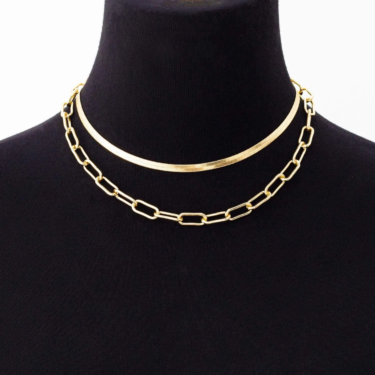 Link Layered Necklace Gold Layering Paperclip Chain Choker for Women