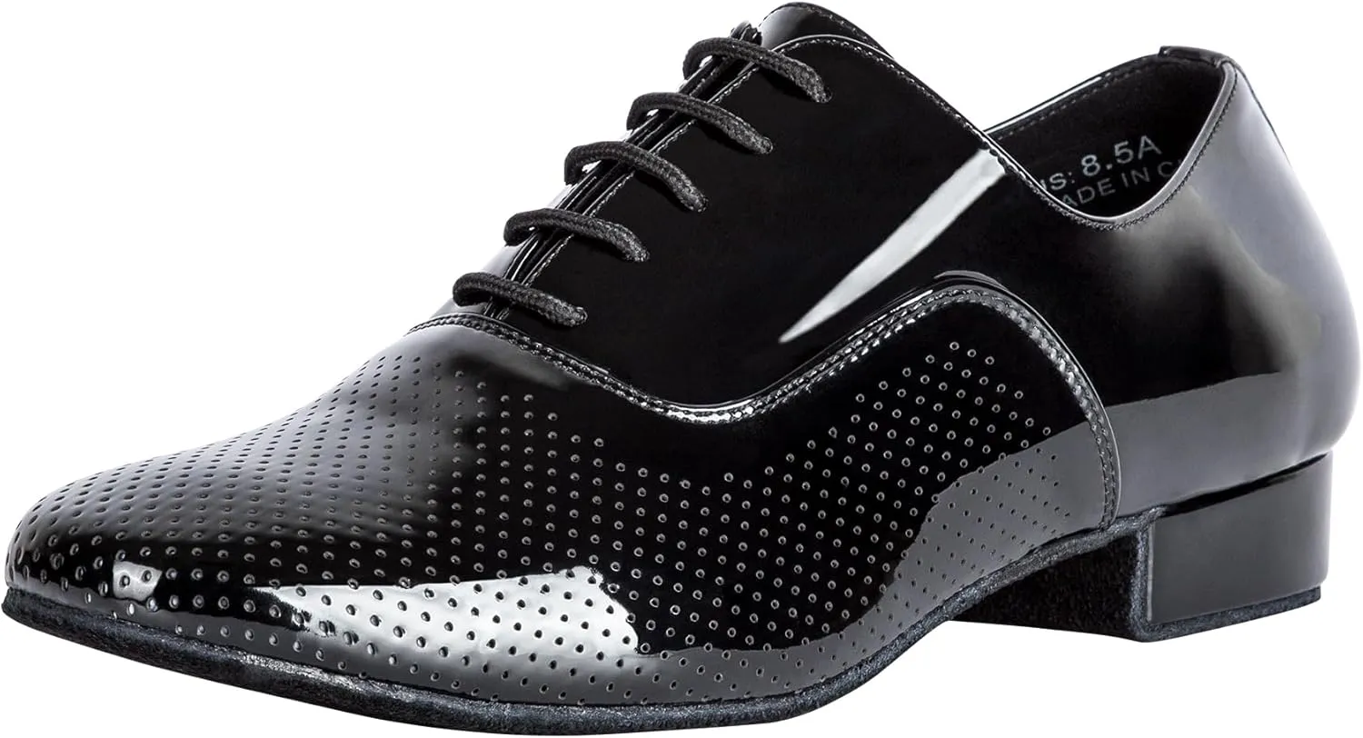 Linodes Breathable Men's Latin Dance Shoes 1 Inch Leather Sole Ballroom Salsa Tango Waltz Character Shoe