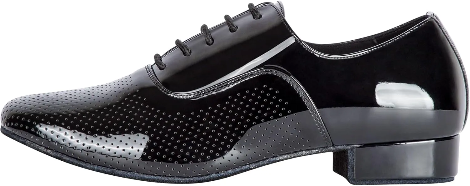 Linodes Breathable Men's Latin Dance Shoes 1 Inch Leather Sole Ballroom Salsa Tango Waltz Character Shoe