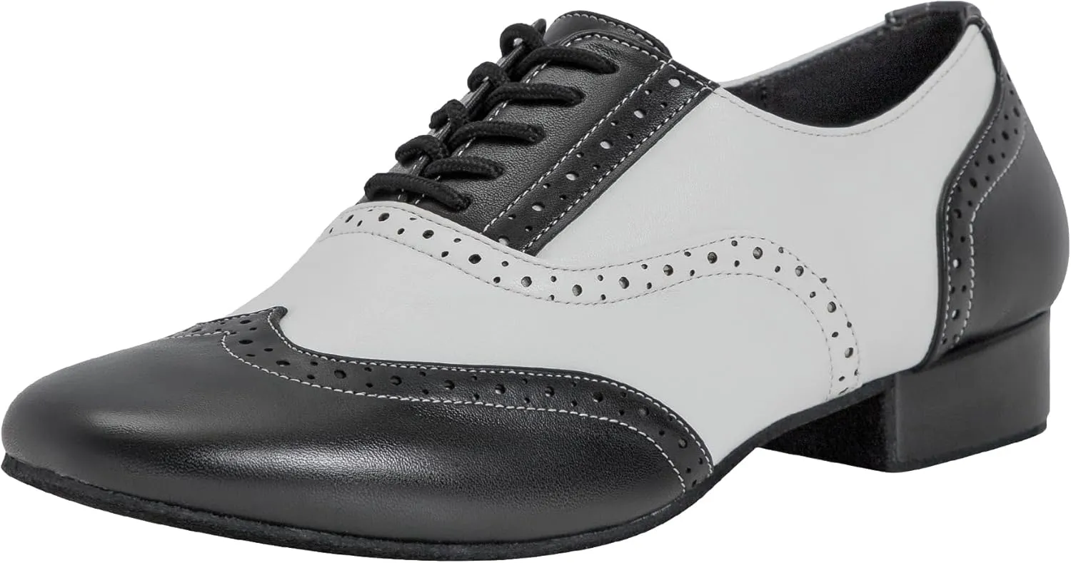 Linodes Men's Latin Dance Shoes 1 Inch Leather Sole Ballroom Salsa Tango Waltz Character Shoe-Colorful