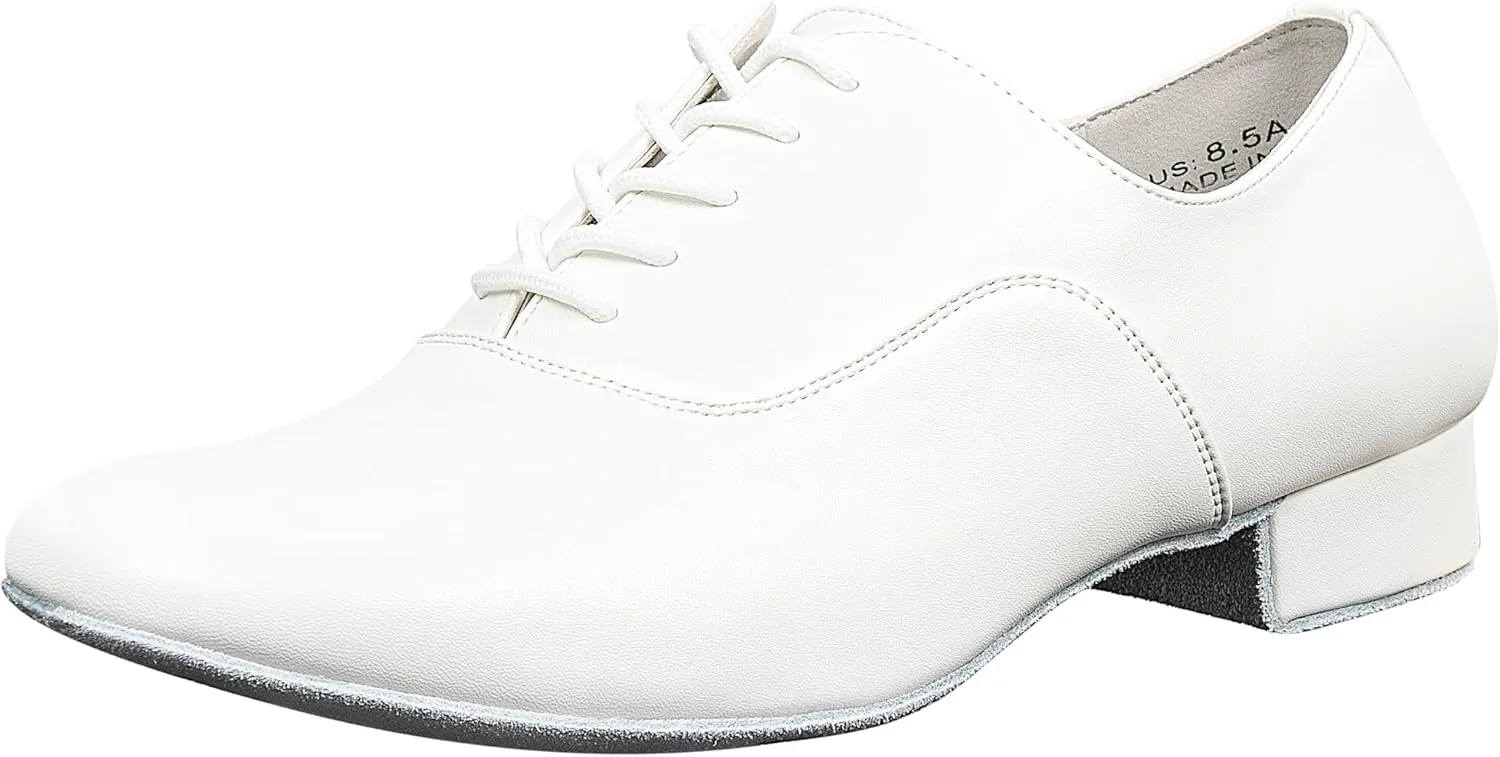 Linodes Men's Latin Dance Shoes 1 Inch Leather Sole Ballroom Salsa Tango Waltz Character Shoe