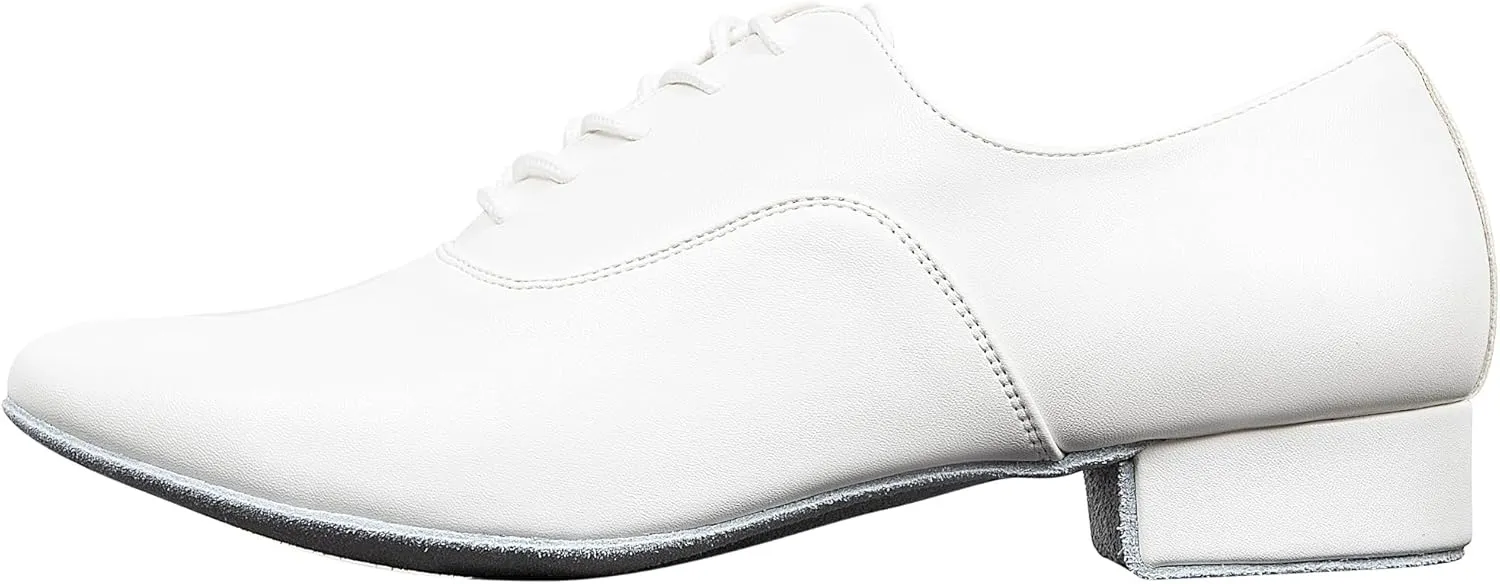 Linodes Men's Latin Dance Shoes 1 Inch Leather Sole Ballroom Salsa Tango Waltz Character Shoe