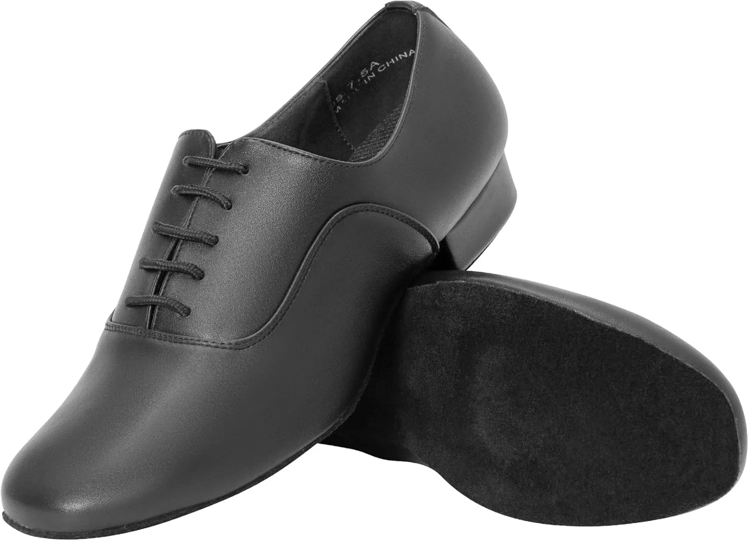 Linodes Men's Latin Dance Shoes 1 Inch Leather Sole Ballroom Salsa Tango Waltz Character Shoe