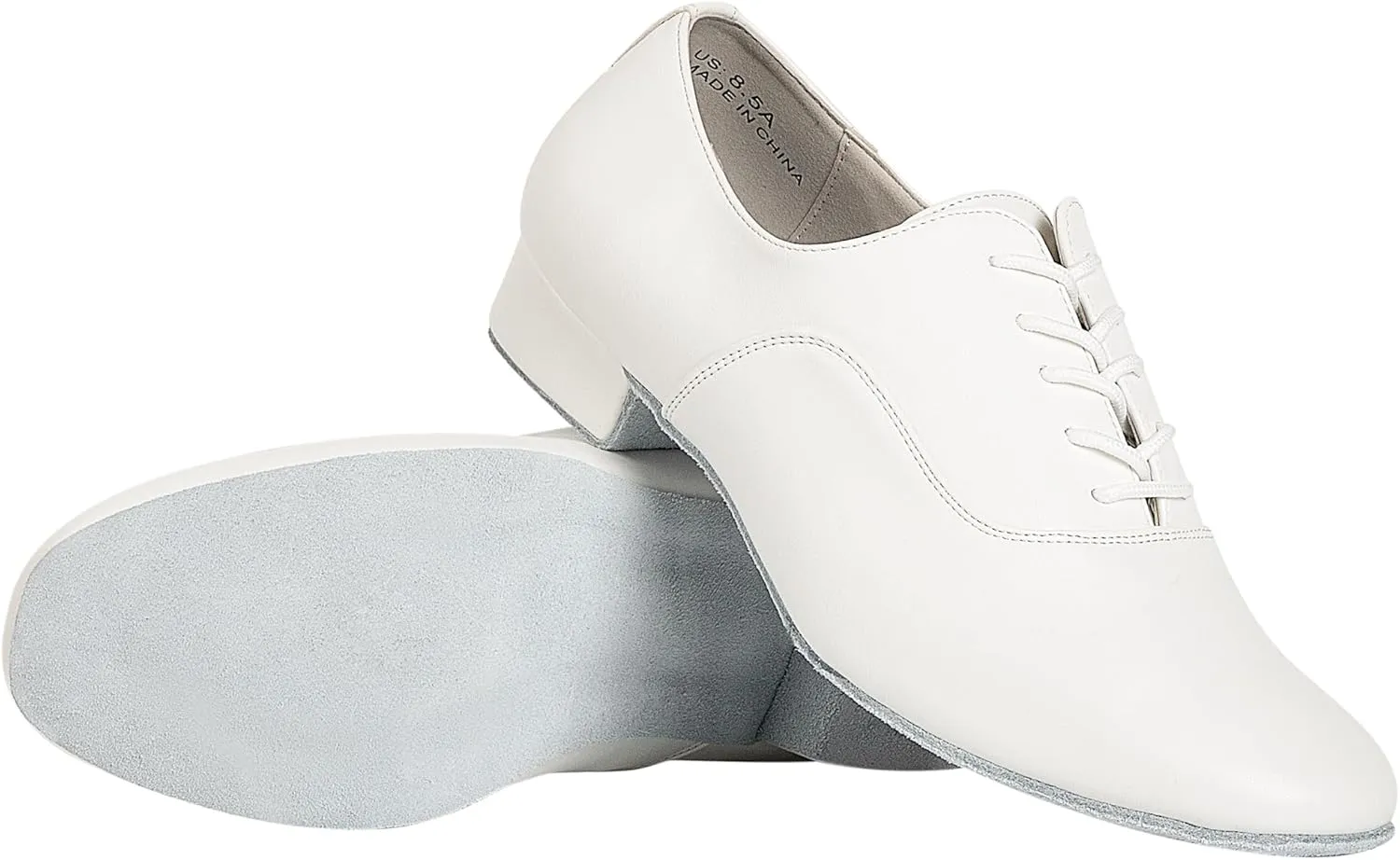 Linodes Men's Latin Dance Shoes 1 Inch Leather Sole Ballroom Salsa Tango Waltz Character Shoe