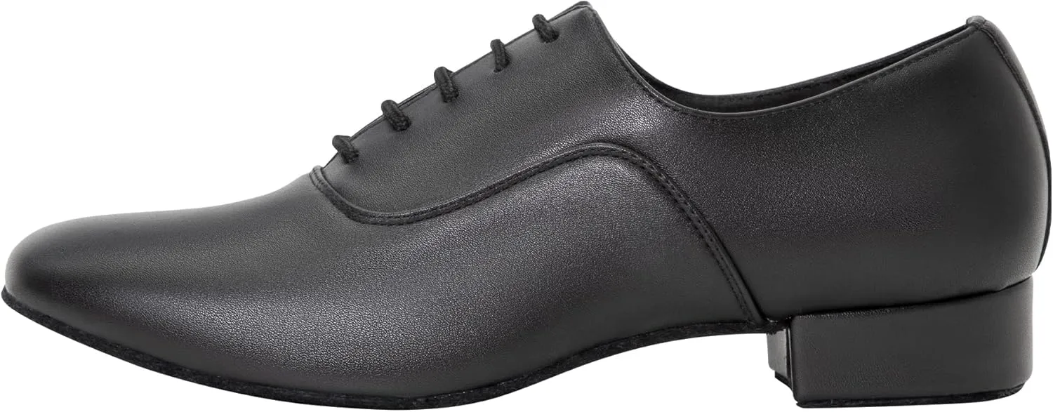Linodes Men's Latin Dance Shoes 1 Inch Leather Sole Ballroom Salsa Tango Waltz Character Shoe