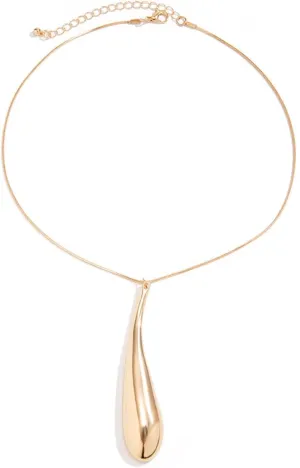 Liquid Teardrop Necklaces Long Dangle Drop Necklace Irregular Melting Liquid Teardrop Metal Necklace Exaggerated Large Statement Teardrop Dangle Necklaces Trendy Jewelry for Women