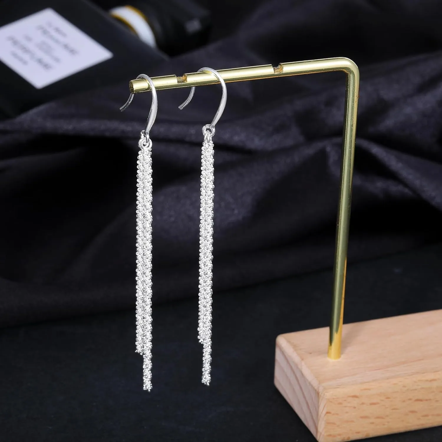 Long Dangle Earrings for Women 925 Sterling Silver / 16K Gold Tassel Chain Dangle Drop Earrings for Women Dainty Minimalist Dangling Drop Earrings for Prom Party Jewelry