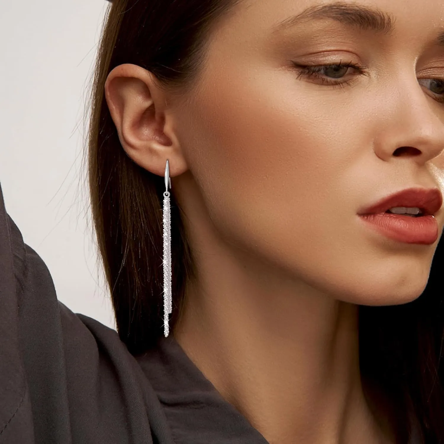 Long Dangle Earrings for Women 925 Sterling Silver / 16K Gold Tassel Chain Dangle Drop Earrings for Women Dainty Minimalist Dangling Drop Earrings for Prom Party Jewelry