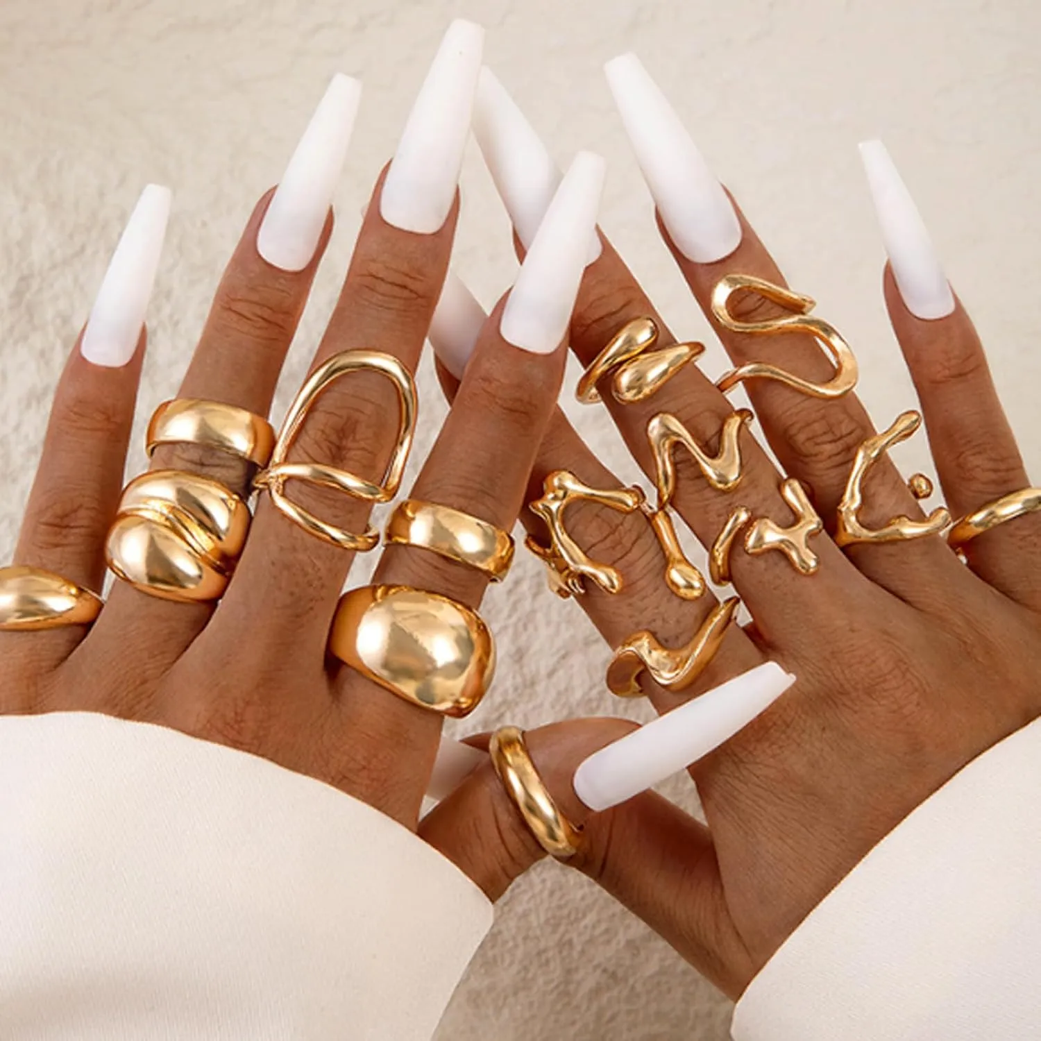 Long tiantian Chunky Gold Rings for Women Non Tarnish Silver Chunky Ring Gold Stackable Rings for Women Trendy 2025