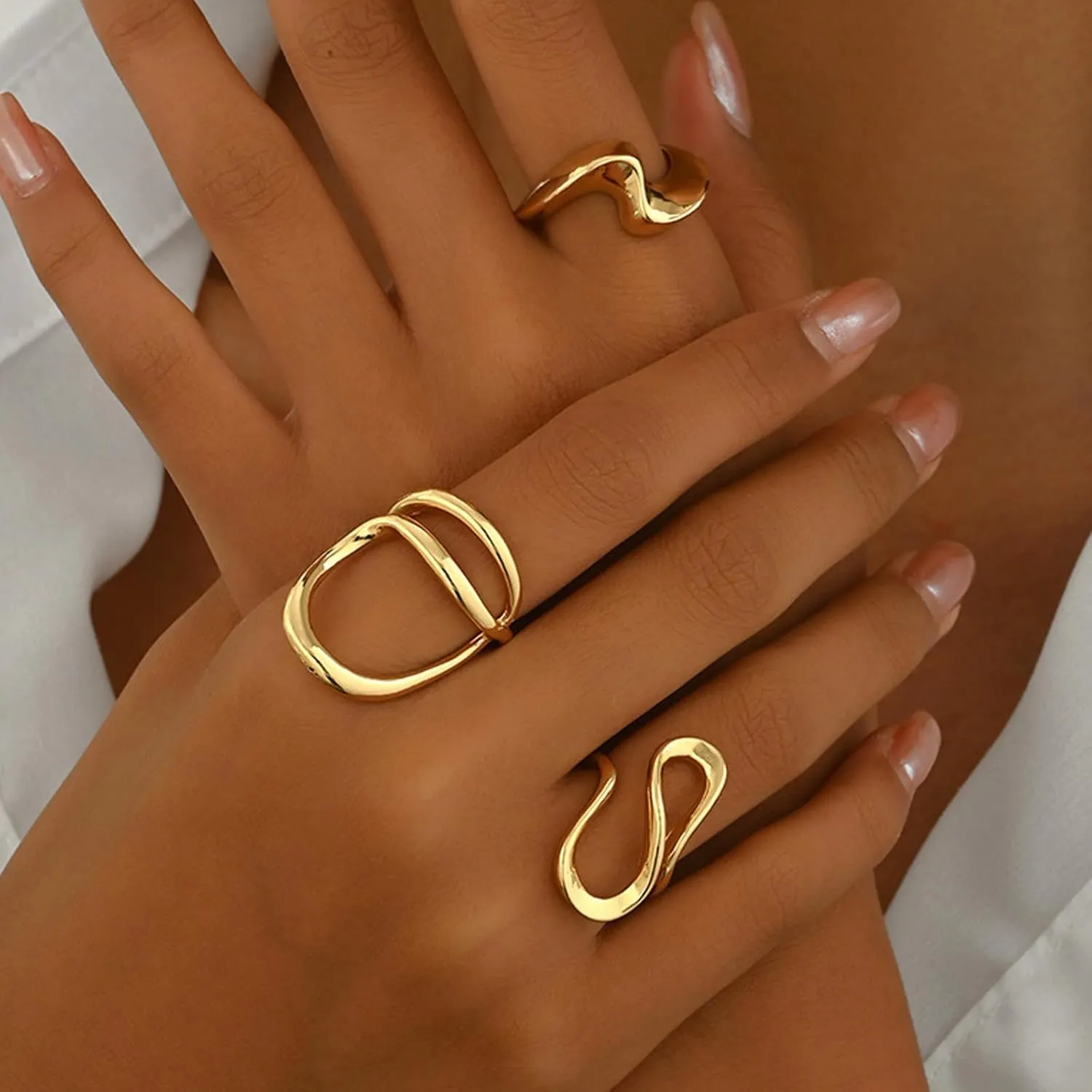 Long tiantian Chunky Gold Rings for Women Non Tarnish Silver Chunky Ring Gold Stackable Rings for Women Trendy 2025