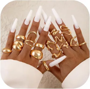 Long tiantian Chunky Gold Rings for Women Non Tarnish Silver Chunky Ring Gold Stackable Rings for Women Trendy 2025