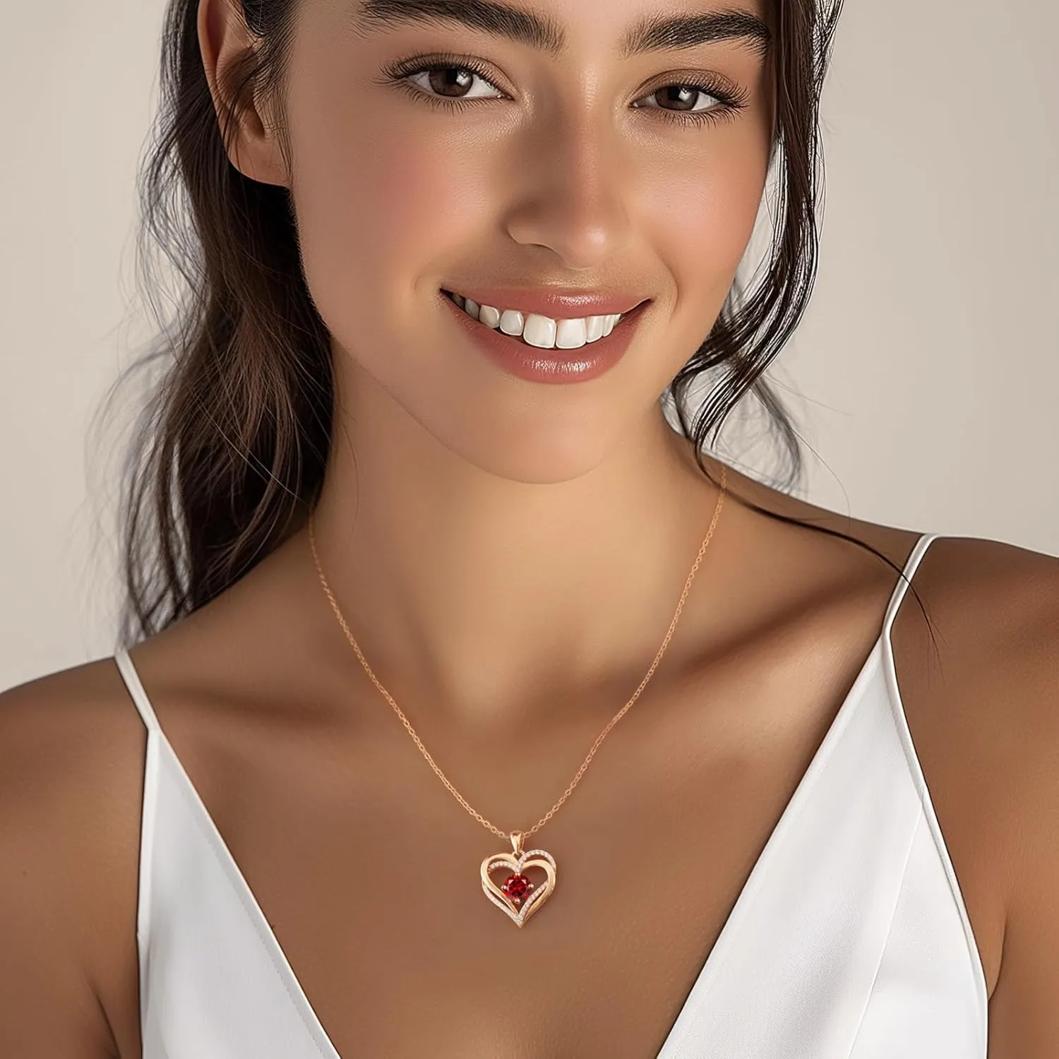 LOUISA SECRET Love Heart Birthstone Necklaces for Women, Birthday Gift for Women, Anniversary Jewelry for Wife Her, 925 Sterling Silver Pendant Necklace, Mother's Day Gift