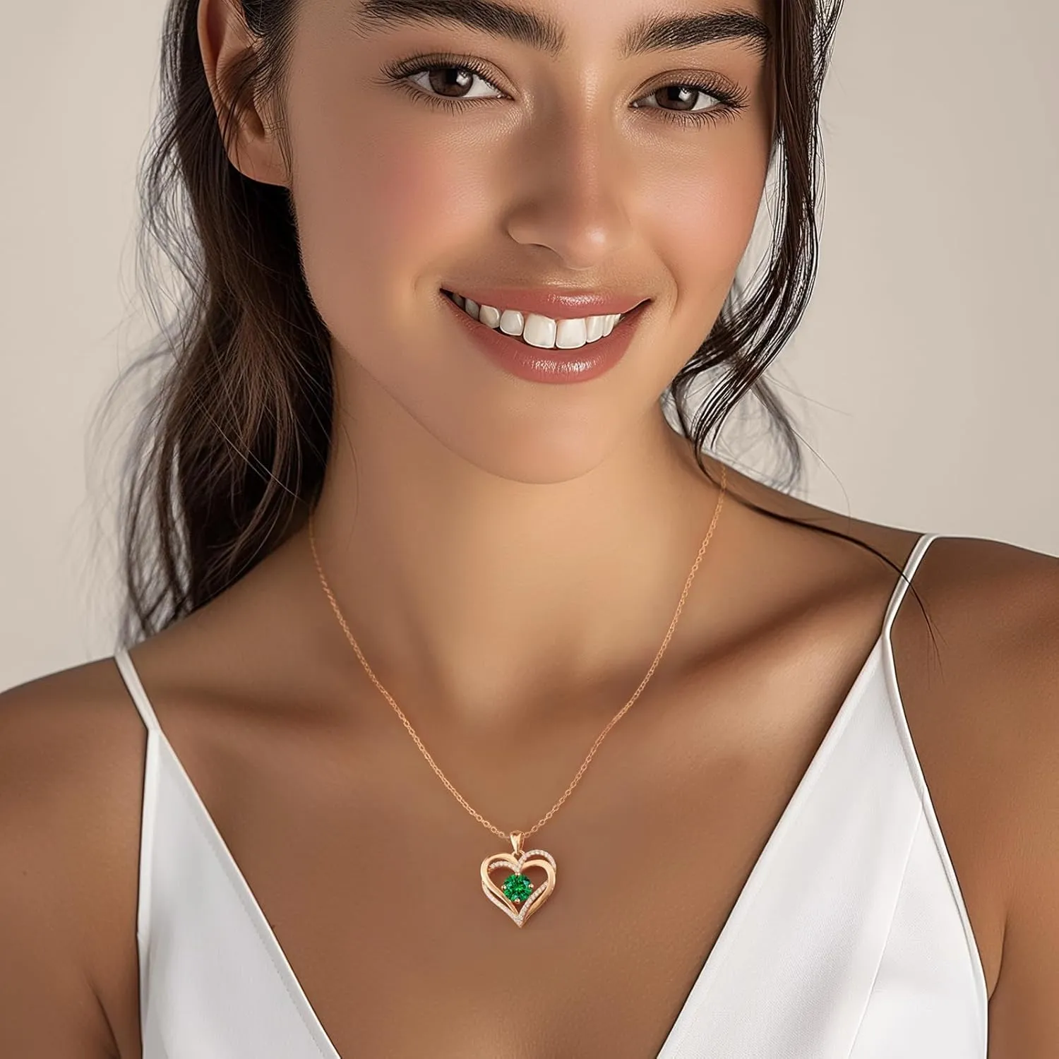LOUISA SECRET Love Heart Birthstone Necklaces for Women, Birthday Gift for Women, Anniversary Jewelry for Wife Her, 925 Sterling Silver Pendant Necklace, Mother's Day Gift