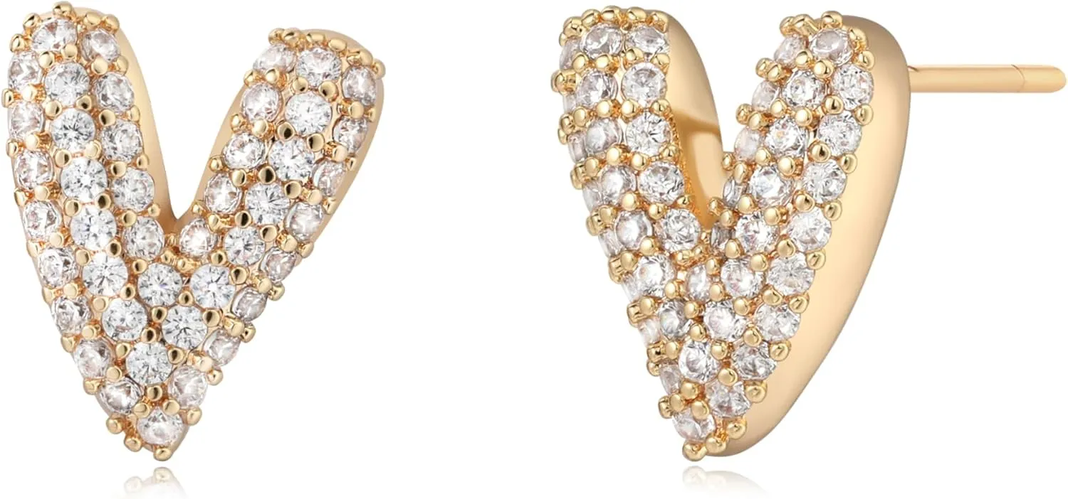LOYATA Spike Earrings Gold Huggie Hoop Diamond Cubic Zirconia 14K Gold Plated Dainty Small Simple Hypoallergenic Geometric Jewelry Gift for Women