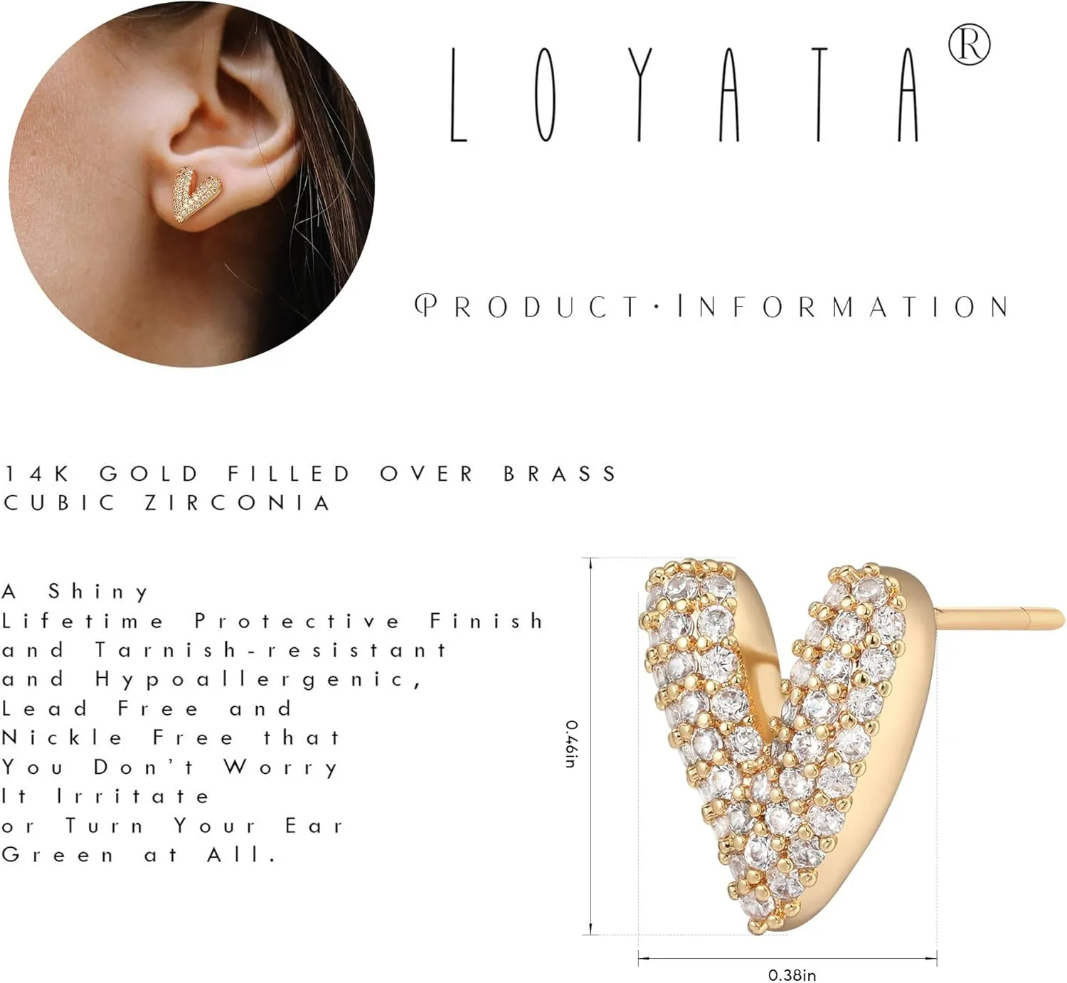 LOYATA Spike Earrings Gold Huggie Hoop Diamond Cubic Zirconia 14K Gold Plated Dainty Small Simple Hypoallergenic Geometric Jewelry Gift for Women