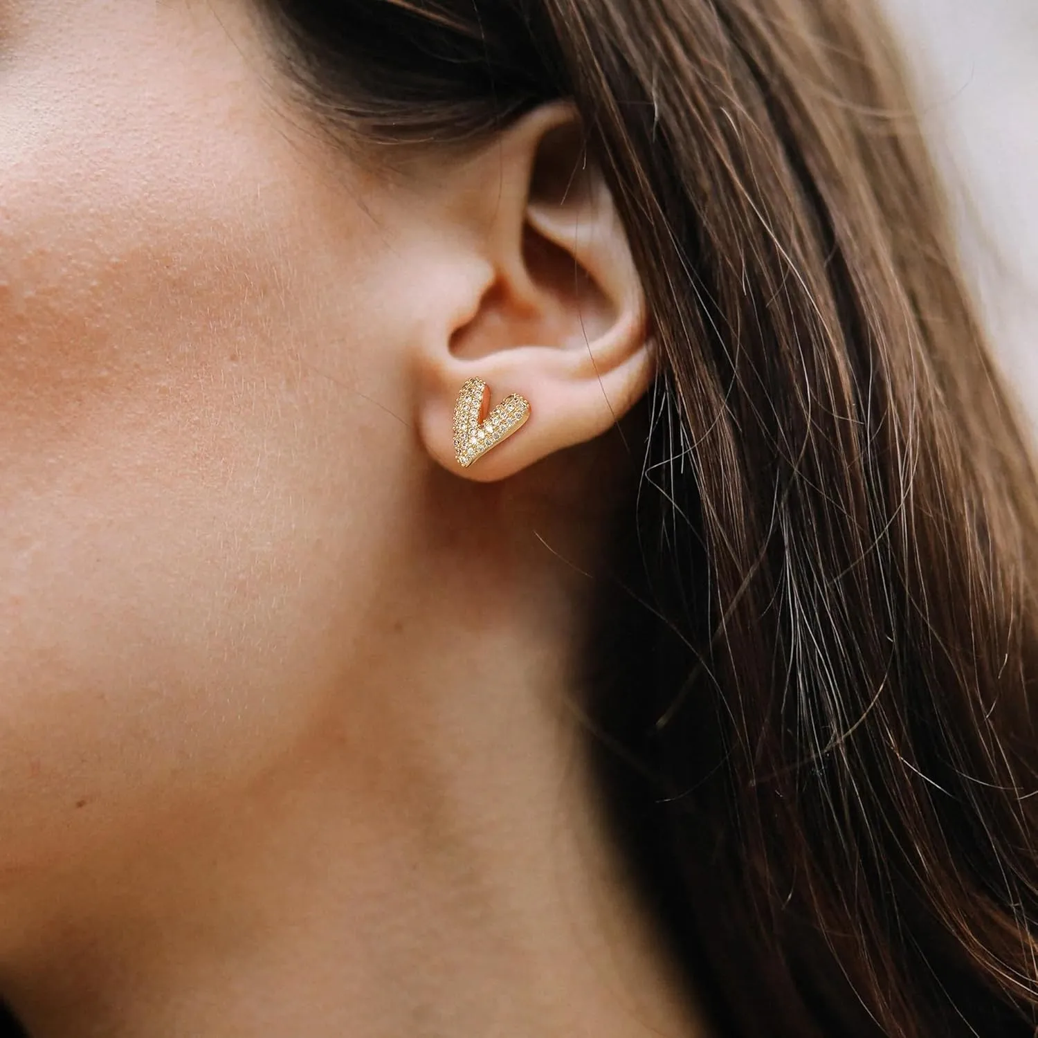 LOYATA Spike Earrings Gold Huggie Hoop Diamond Cubic Zirconia 14K Gold Plated Dainty Small Simple Hypoallergenic Geometric Jewelry Gift for Women
