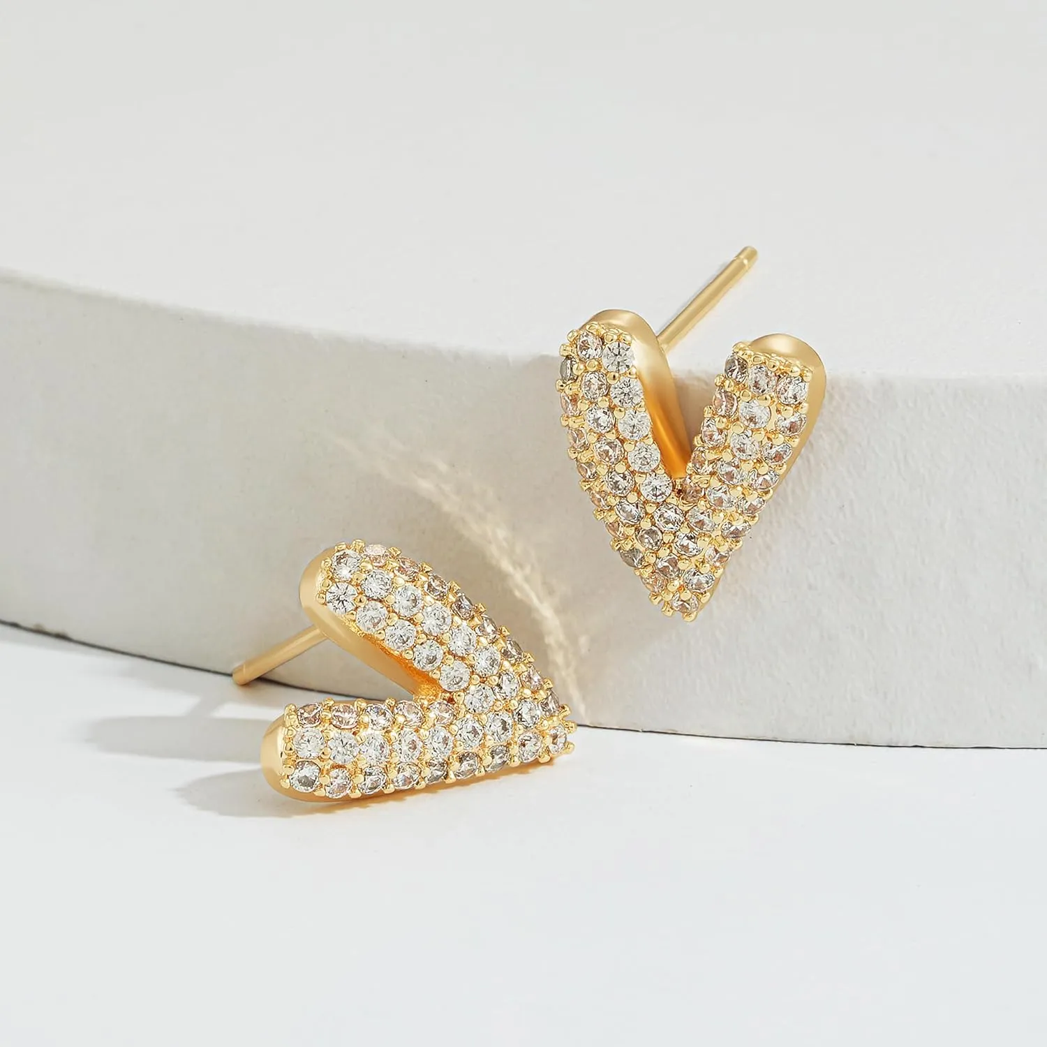 LOYATA Spike Earrings Gold Huggie Hoop Diamond Cubic Zirconia 14K Gold Plated Dainty Small Simple Hypoallergenic Geometric Jewelry Gift for Women