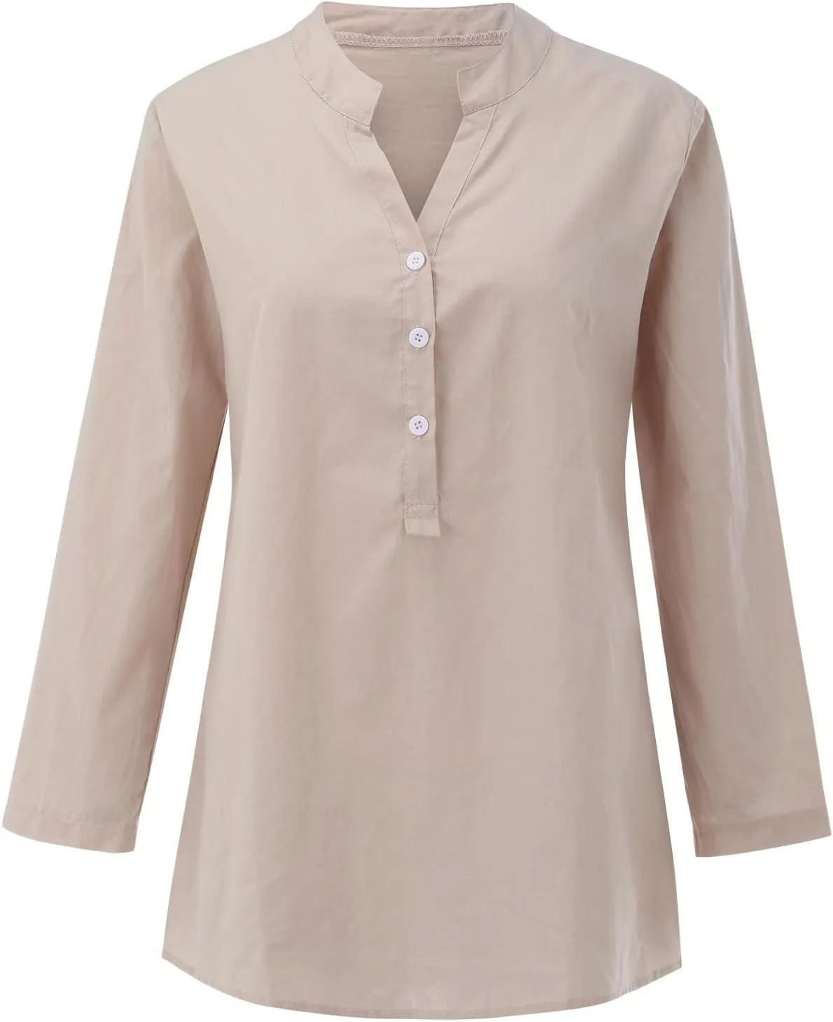 LRMQS Linen Shirts for Women Beach Summer 2024 Button Up V Neck Blouse Tops Long Sleeve Loose Casual Trendy Tunic Clothes