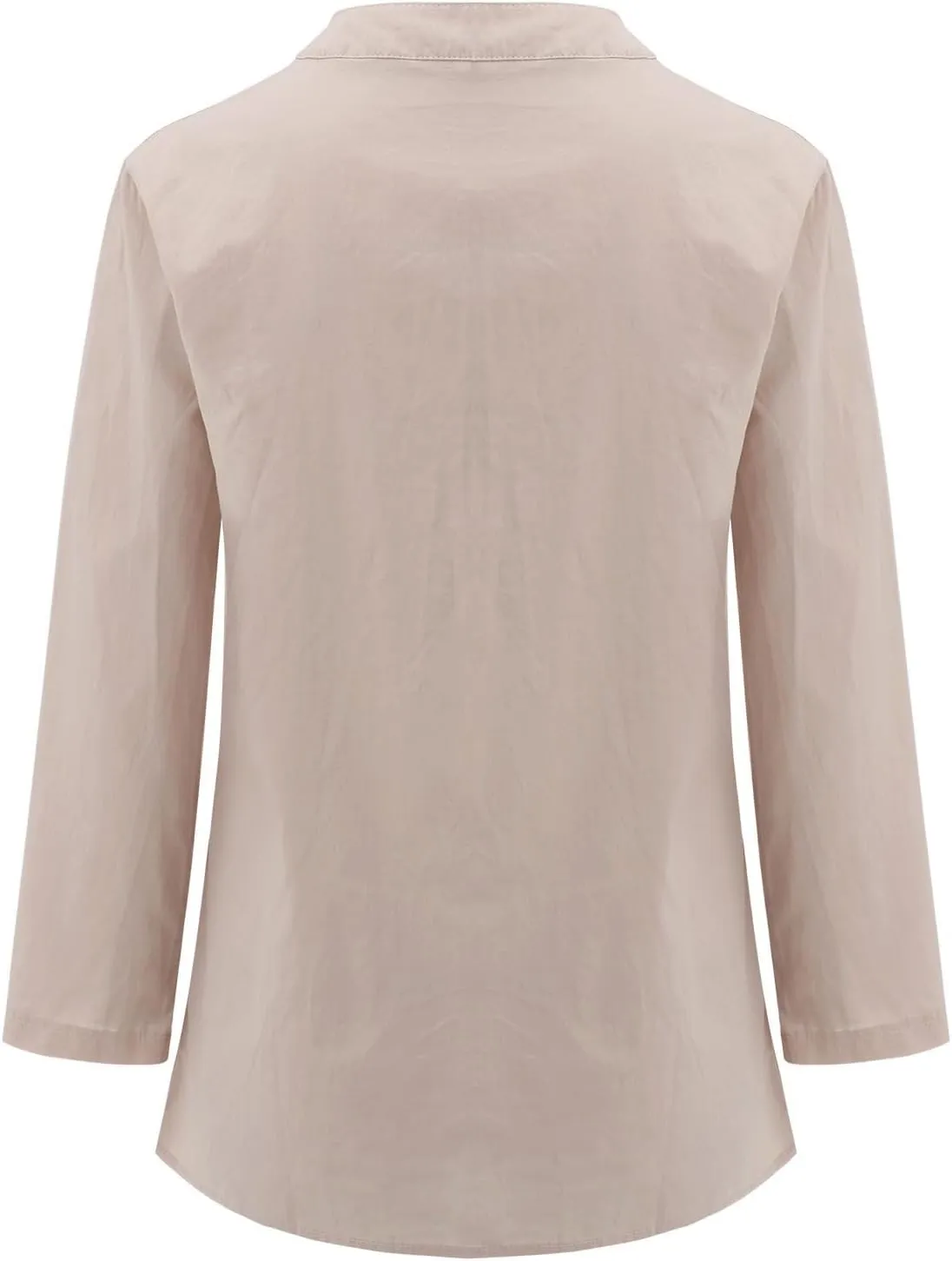 LRMQS Linen Shirts for Women Beach Summer 2024 Button Up V Neck Blouse Tops Long Sleeve Loose Casual Trendy Tunic Clothes