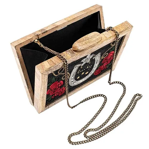Lucky Star Wood Frame Cross-body Handbag Purse
