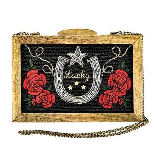 Lucky Star Wood Frame Cross-body Handbag Purse
