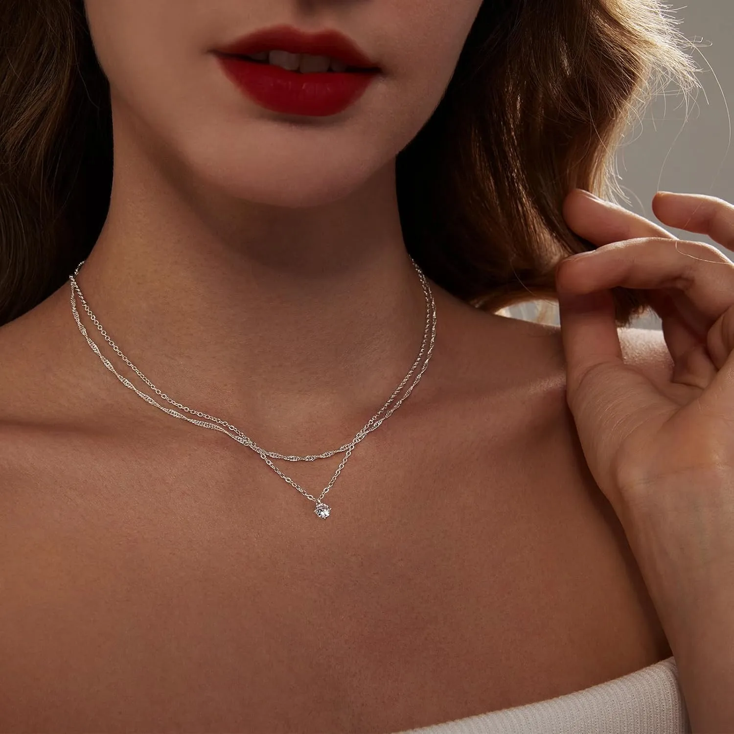 Luxval Diamond Pendant Gold Necklace for WomenDainty 18k Gold Plated Choker Necklaces Simple Gold Jewelry Gifts for Women Girls