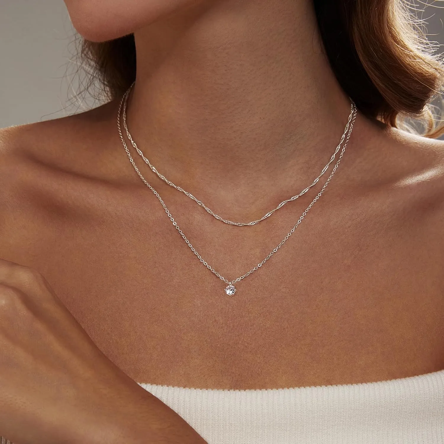 Luxval Diamond Pendant Gold Necklace for WomenDainty 18k Gold Plated Choker Necklaces Simple Gold Jewelry Gifts for Women Girls