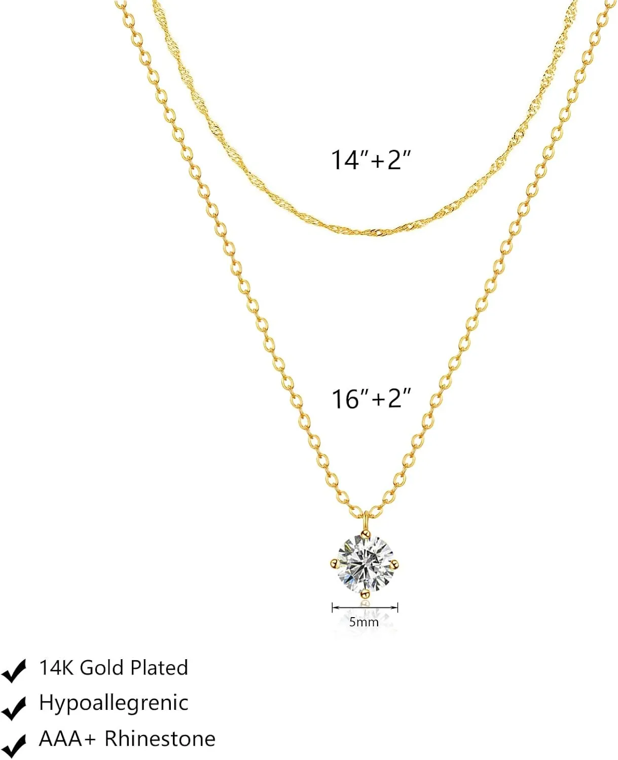Luxval Diamond Pendant Gold Necklace for WomenDainty 18k Gold Plated Choker Necklaces Simple Gold Jewelry Gifts for Women Girls