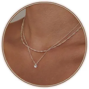 Luxval Diamond Pendant Gold Necklace for WomenDainty 18k Gold Plated Choker Necklaces Simple Gold Jewelry Gifts for Women Girls