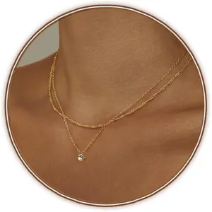 Luxval Diamond Pendant Gold Necklace for WomenDainty 18k Gold Plated Choker Necklaces Simple Gold Jewelry Gifts for Women Girls