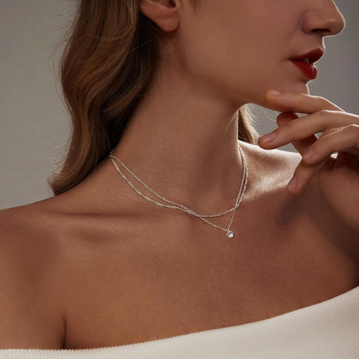 Luxval Diamond Pendant Gold Necklace for WomenDainty 18k Gold Plated Choker Necklaces Simple Gold Jewelry Gifts for Women Girls