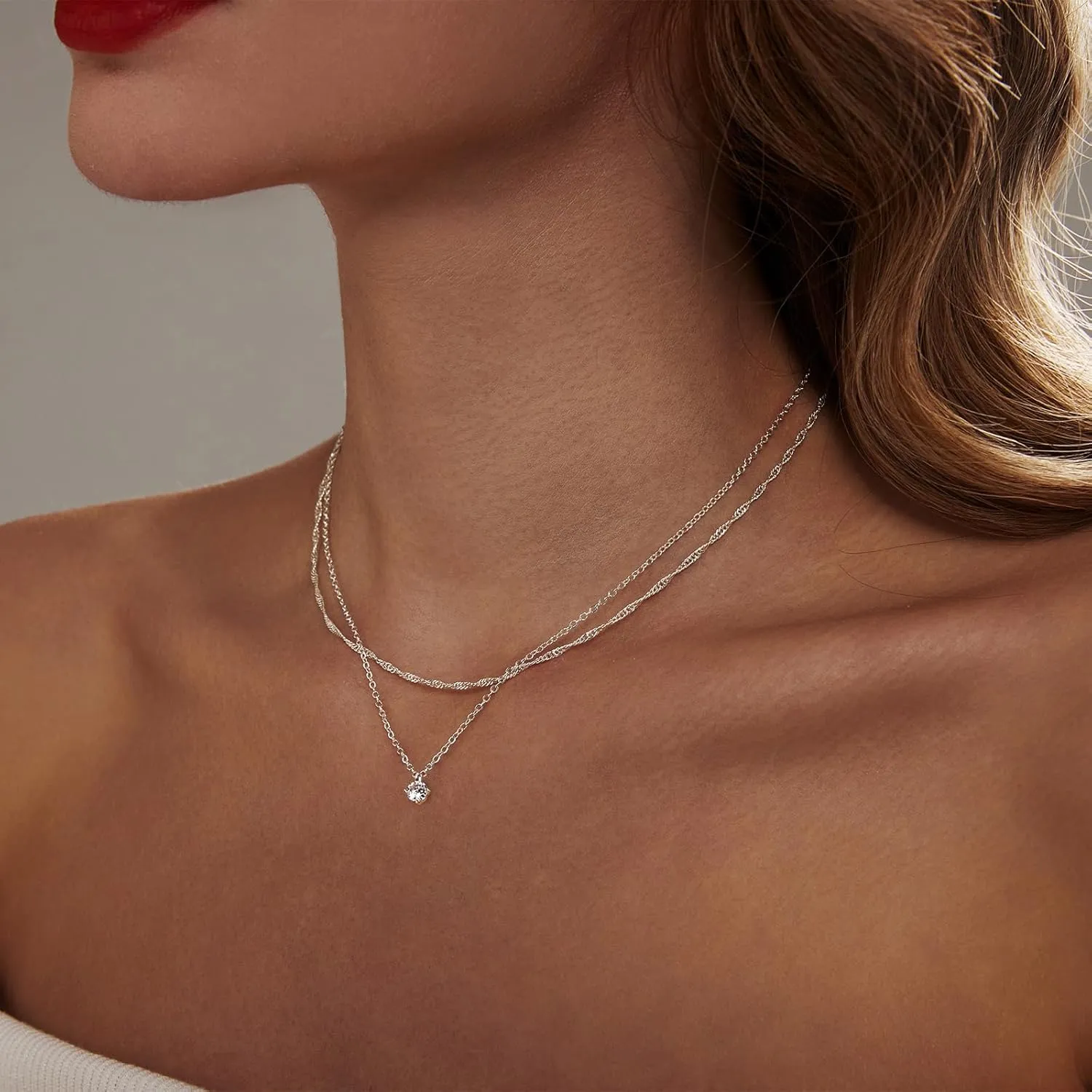 Luxval Diamond Pendant Gold Necklace for WomenDainty 18k Gold Plated Choker Necklaces Simple Gold Jewelry Gifts for Women Girls