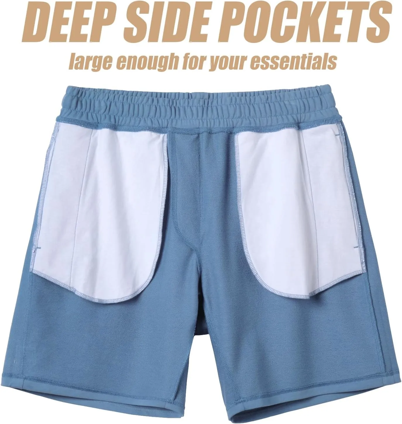 maamgic Mens Sweat Shorts 7" Above Knee Workout Gym Shorts Lounge Shorts with Zipper Pockets