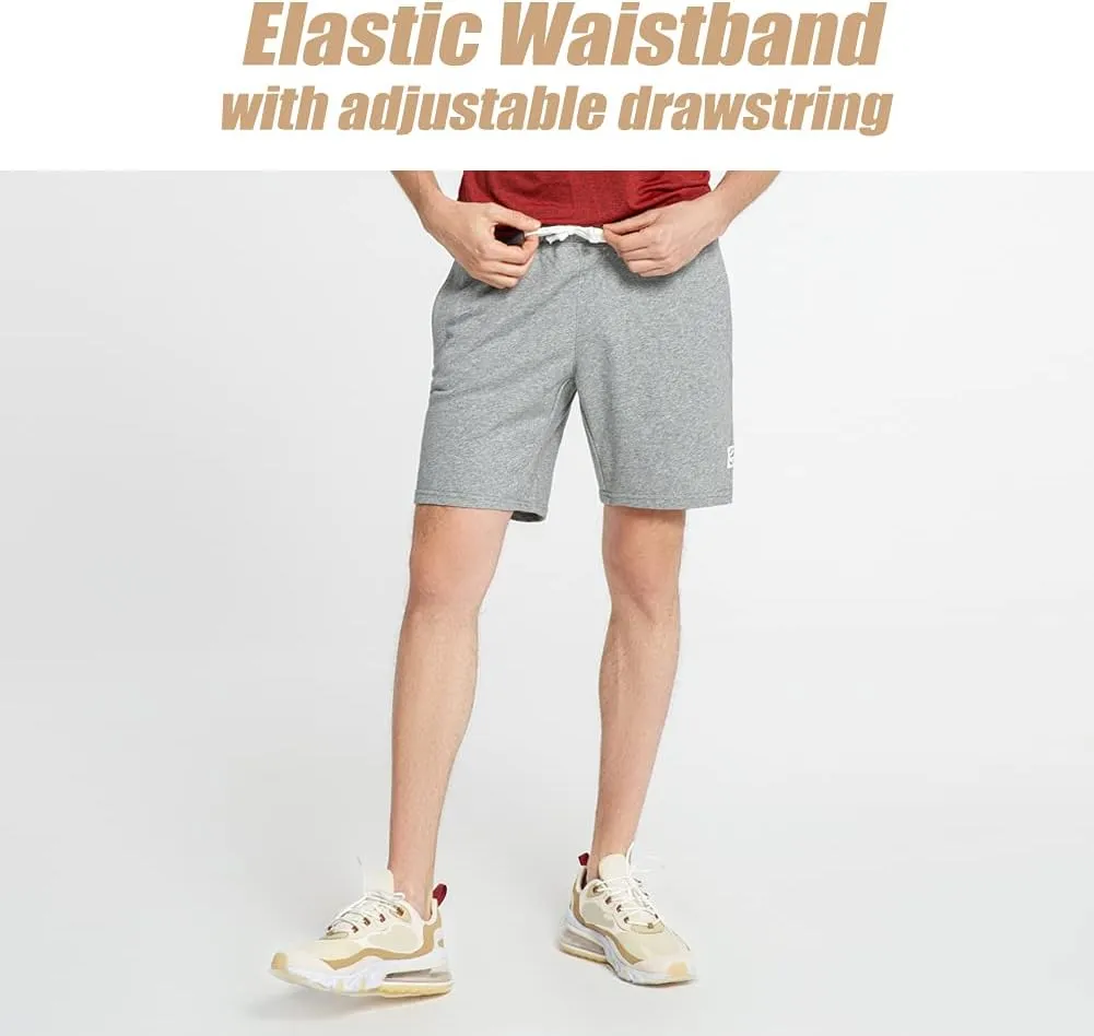 maamgic Mens Sweat Shorts 7" Above Knee Workout Gym Shorts Lounge Shorts with Zipper Pockets