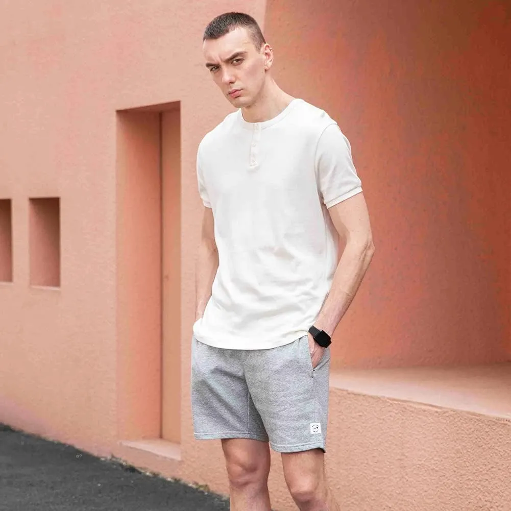 maamgic Mens Sweat Shorts 7" Above Knee Workout Gym Shorts Lounge Shorts with Zipper Pockets