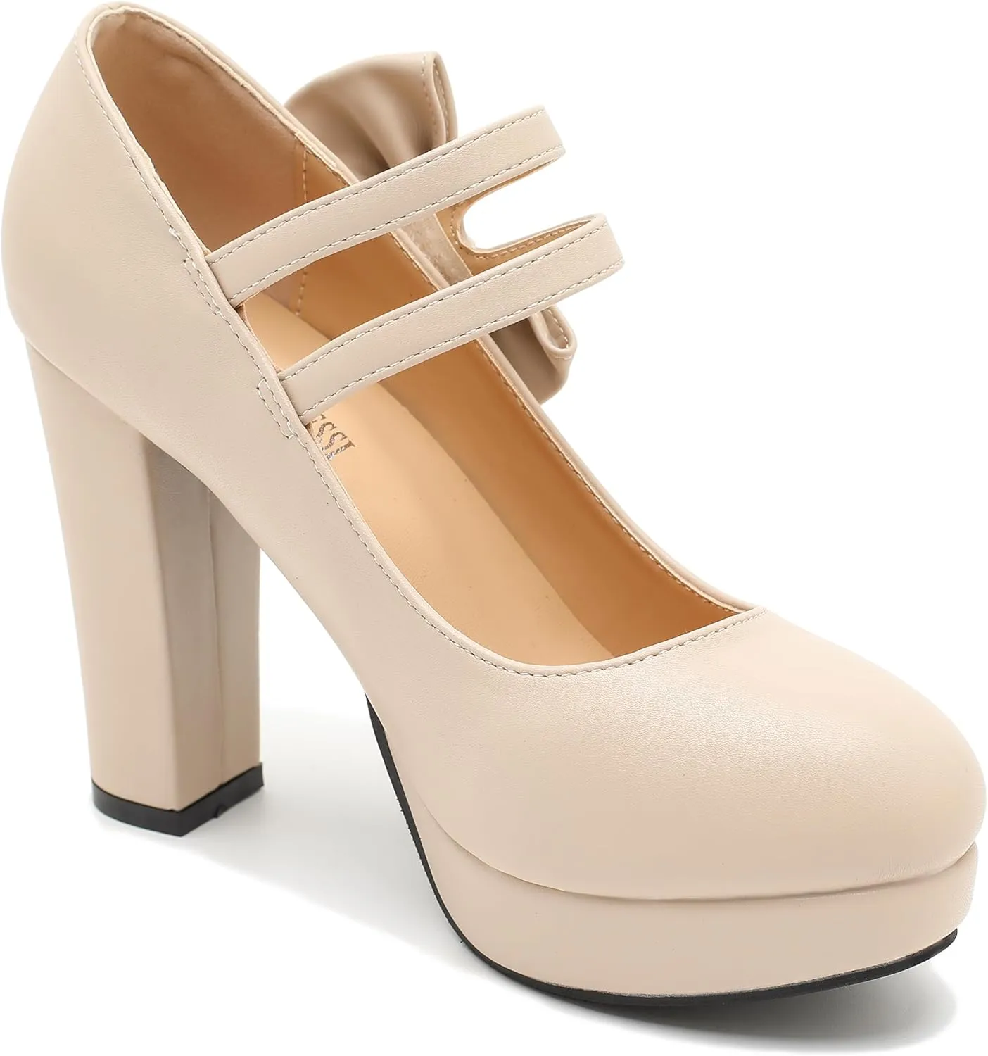 MAIERNISI JESSI Women's Bow Heel Pumps Platform High Heeled Wedding Dress Shoes