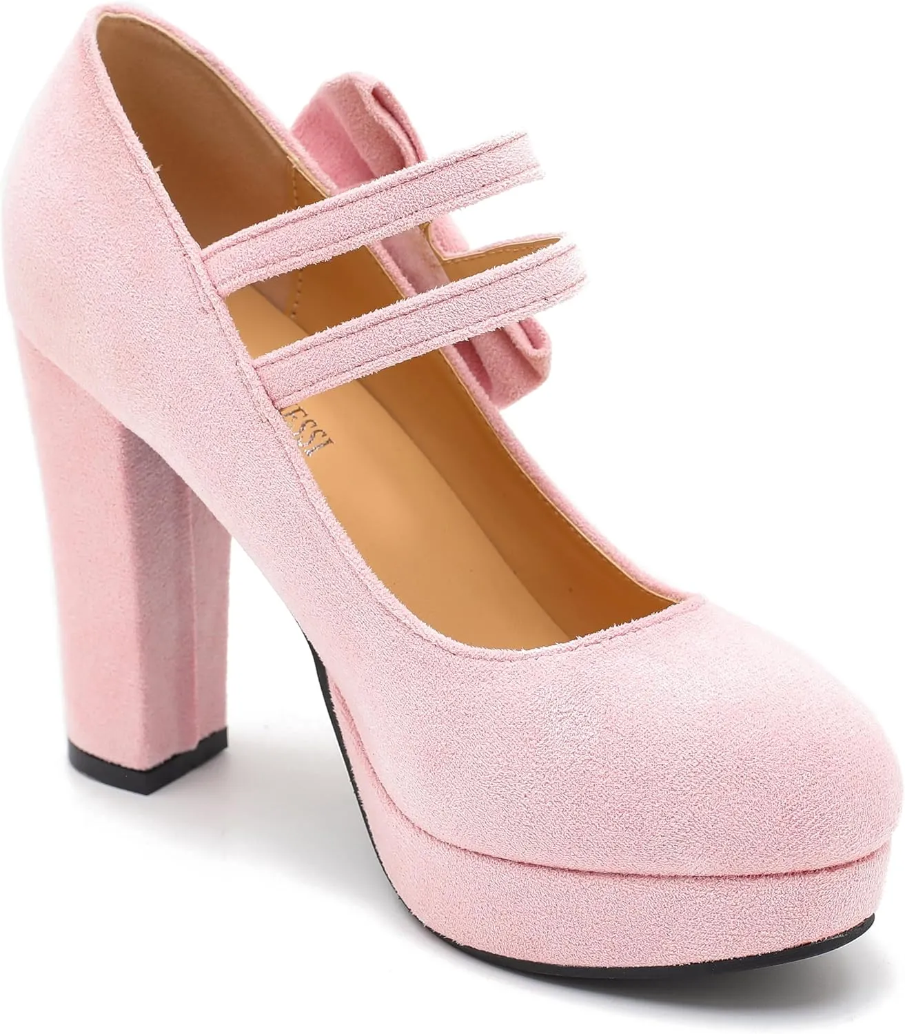 MAIERNISI JESSI Women's Bow Heel Pumps Platform High Heeled Wedding Dress Shoes