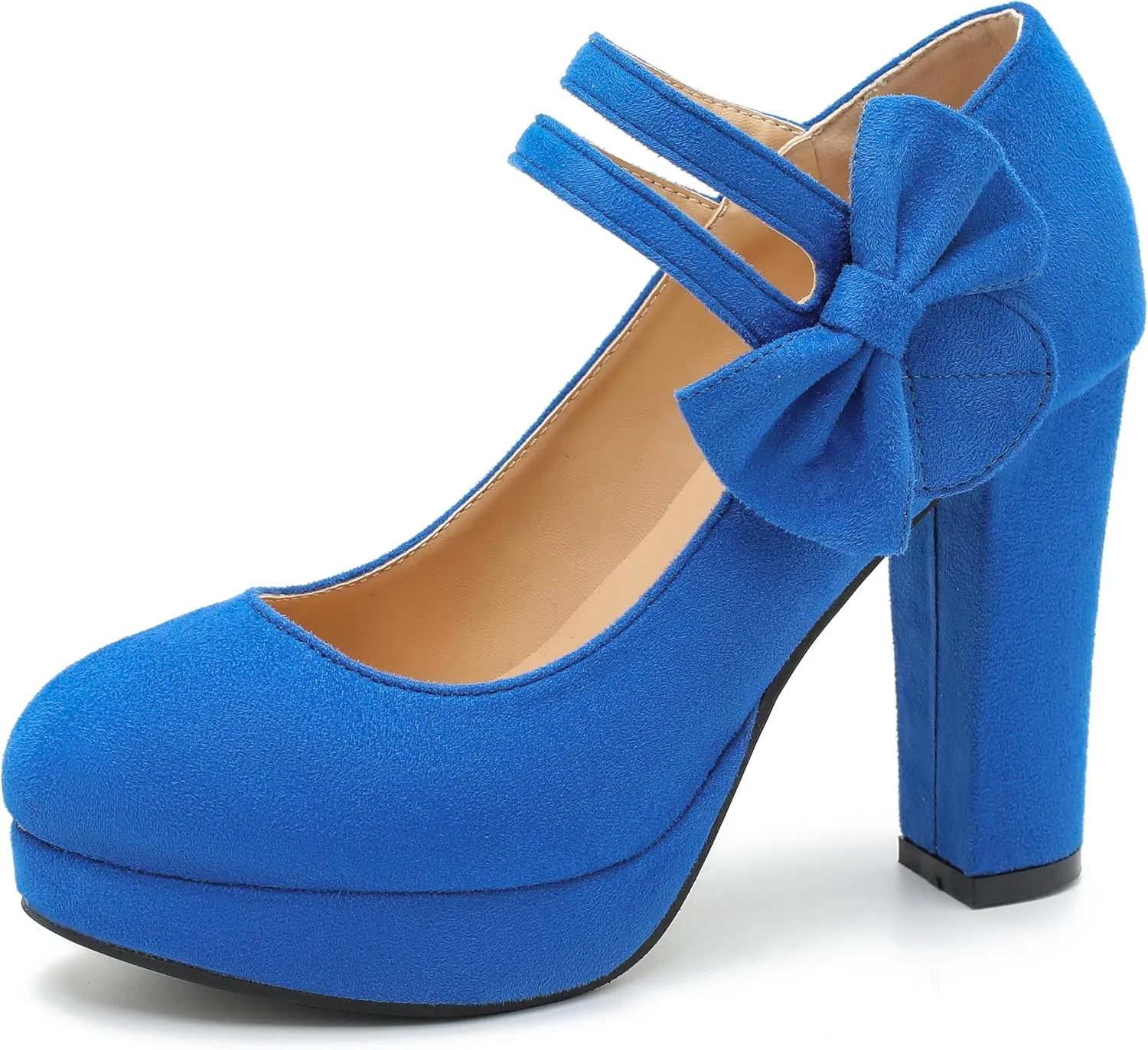 MAIERNISI JESSI Women's Bow Heel Pumps Platform High Heeled Wedding Dress Shoes