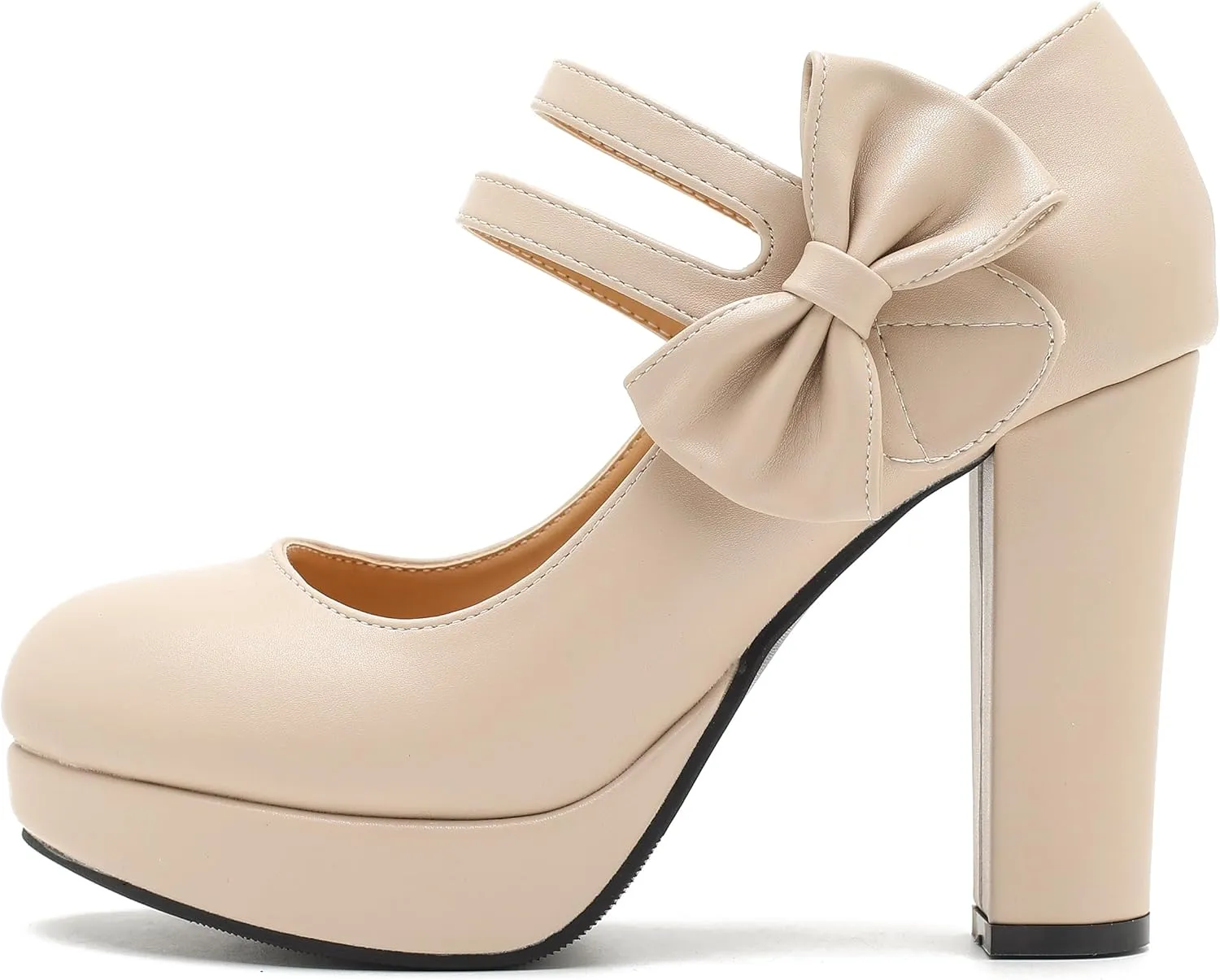 MAIERNISI JESSI Women's Bow Heel Pumps Platform High Heeled Wedding Dress Shoes