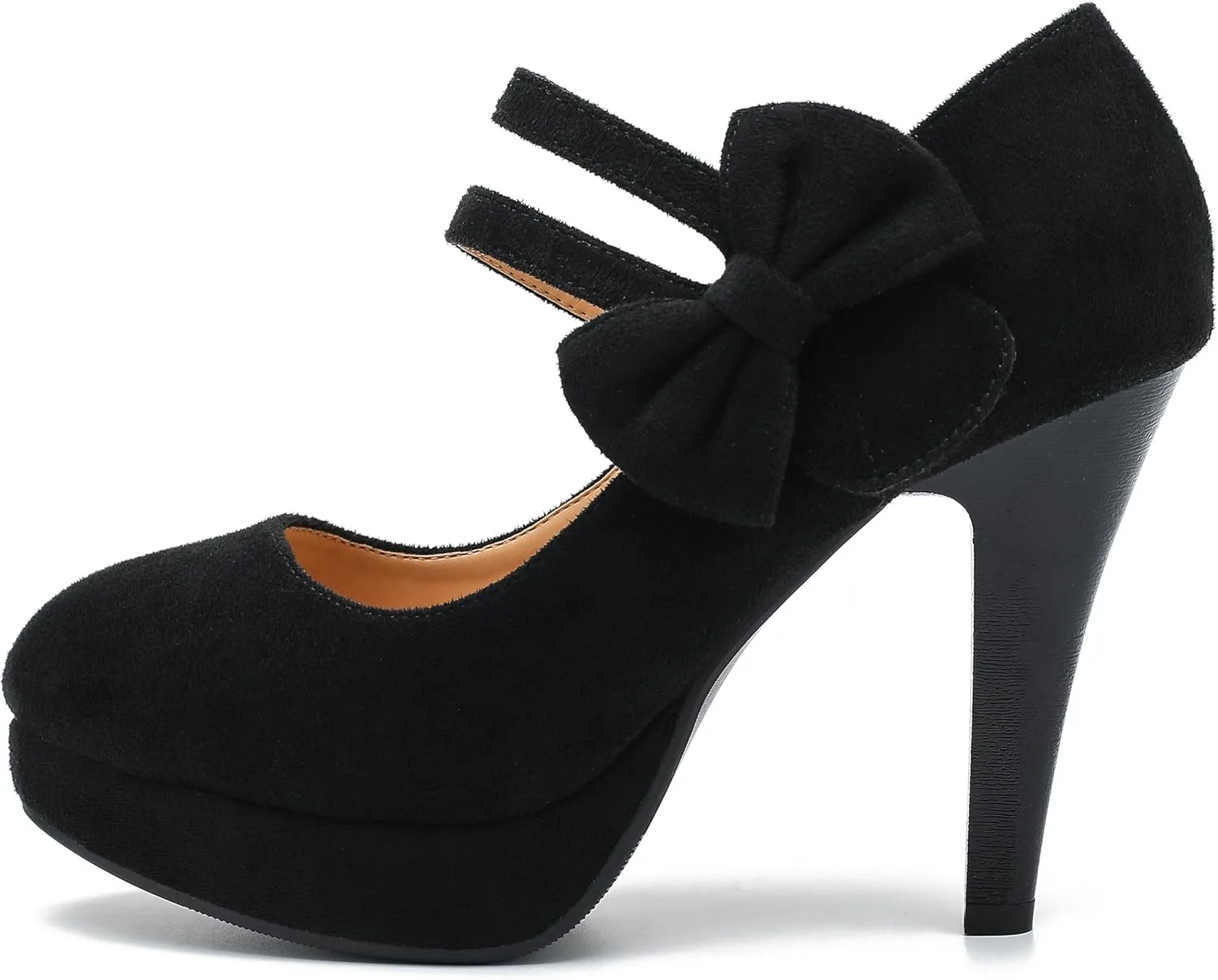 MAIERNISI JESSI Women's Bow Heel Pumps Platform High Heeled Wedding Dress Shoes