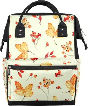 Maple Leaf Autumn Diaper Bag Tote Large Capacity Waterproof with Adjustable Shoulder Strap and Pram Straps Mommy Bag for Hospital Beach Weekender Travel