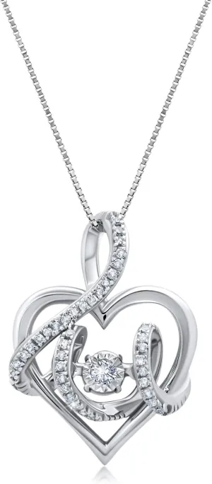 MAX   STONE Dancing Heart Pendant Necklaces for Women | 10k & White Gold Heart Necklaces | Real Diamond Heart Pendant