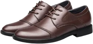 Men Formal Shoes Dress Oxford Fashion Lace Up Comfort Orthopedic Pointed Toe French Leather Block Heel Business