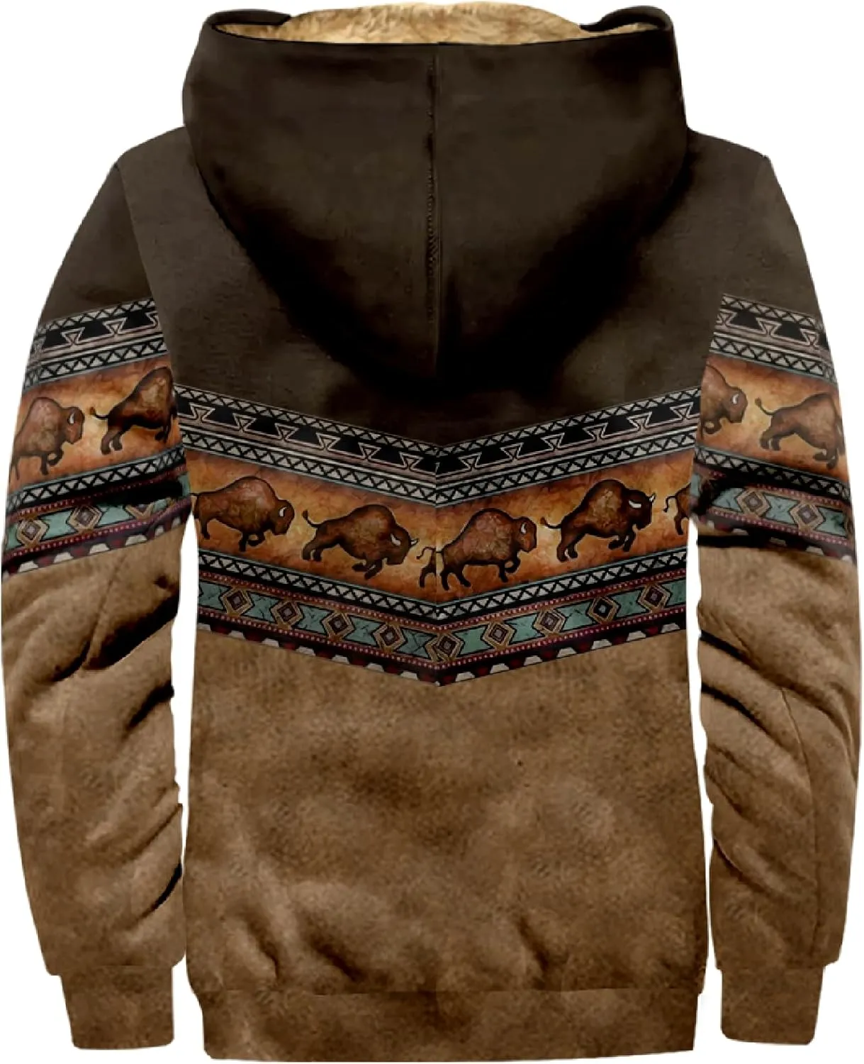 Men's Aztec Hoodies Jackets Long Sleeve Zip Up Winter Sweatshirt Coat Casual Vintage With Pocket, S-5XL